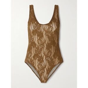 Zimmermann Stretch-corded lace bodysuit Hazelnut size 12
